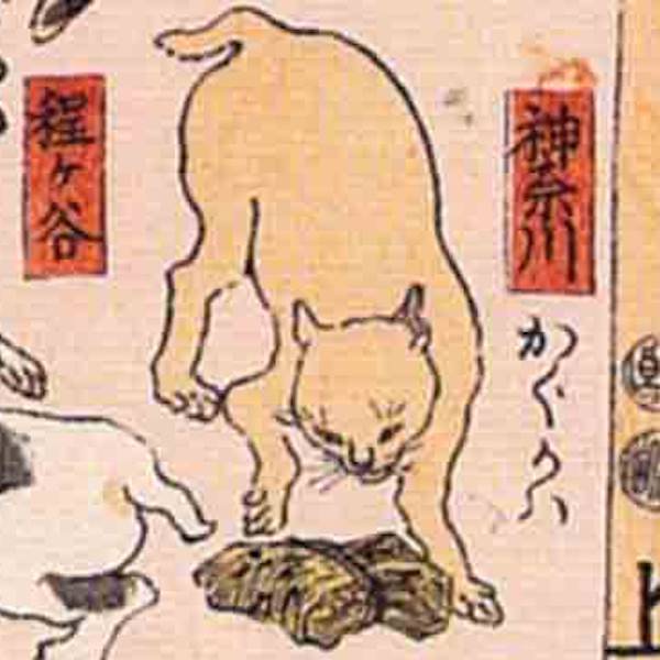 神奈川／其のまま地口 猫飼好五十三疋（歌川国芳 画）の拡大画像